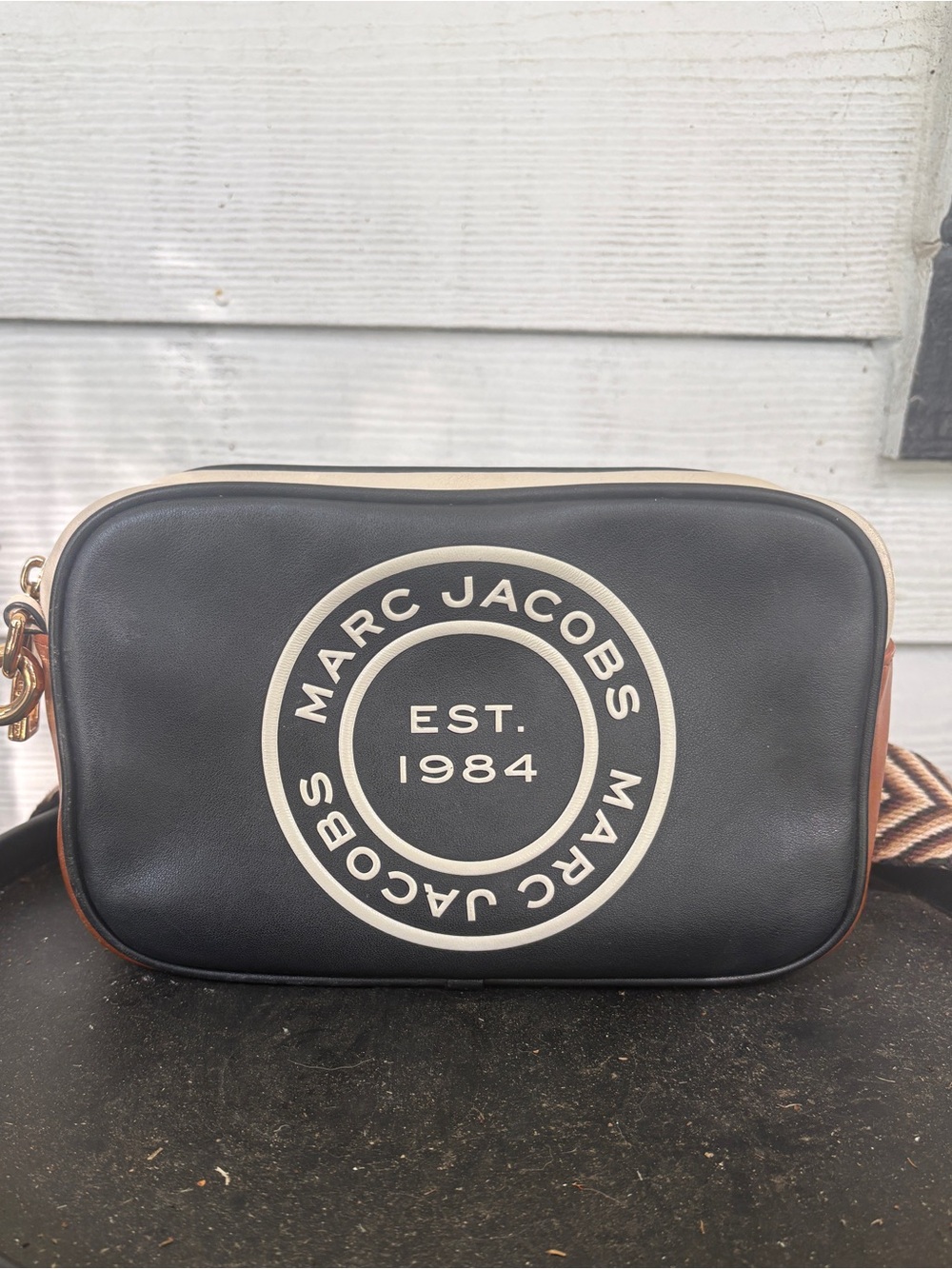 Marc Jacobs Black and Cream Logo Belt Bag